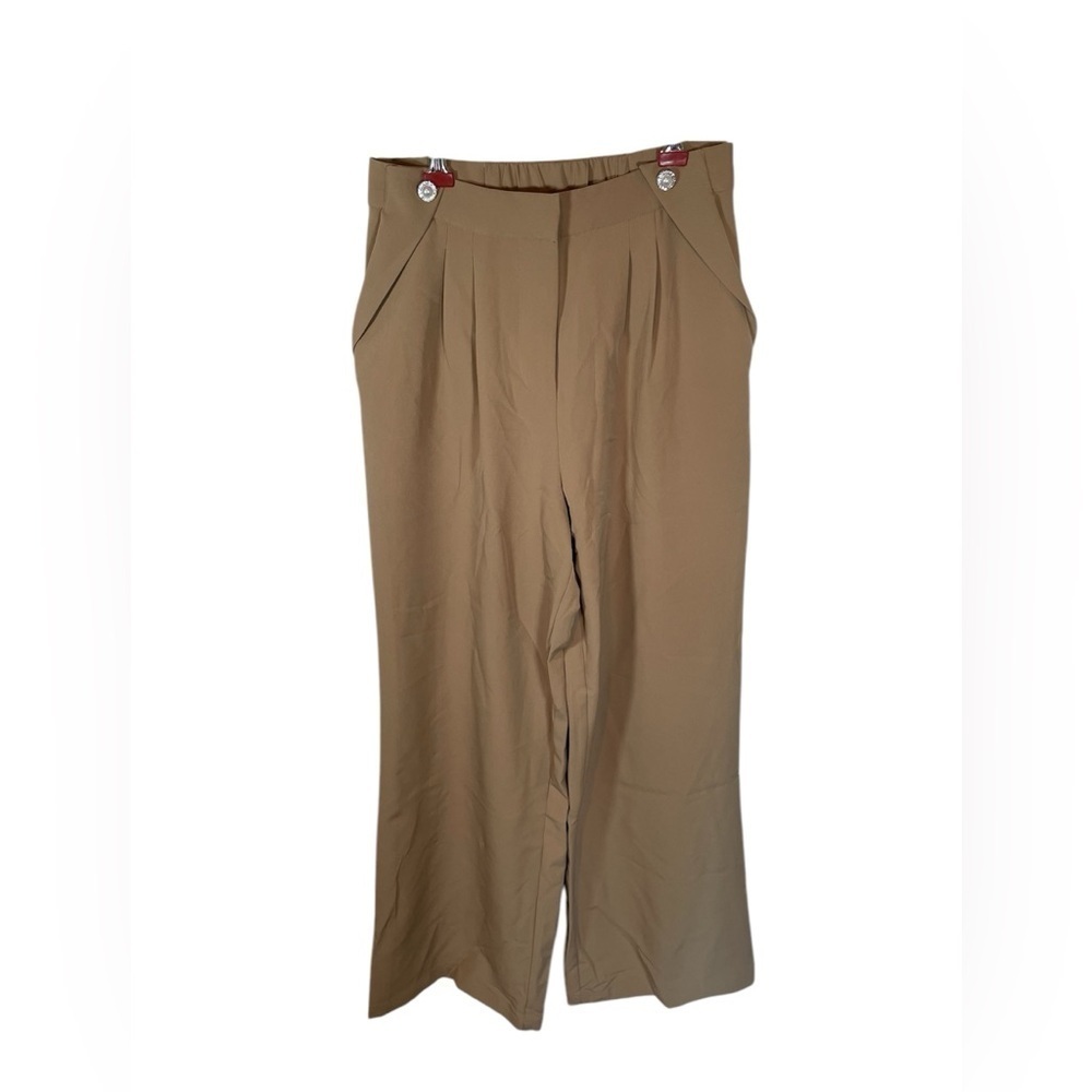 Laundry by Shelli Segal Tan Trousers with Pearl Accents